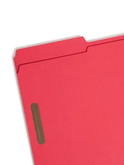 Smead® Color Reinforced Tab Fastener Folders, Legal Size, 1/3 Cut, Red, Pack Of 50
