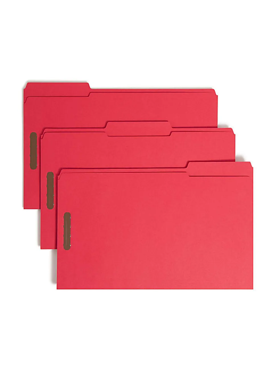 Smead® Color Reinforced Tab Fastener Folders, Legal Size, 1/3 Cut, Red, Pack Of 50