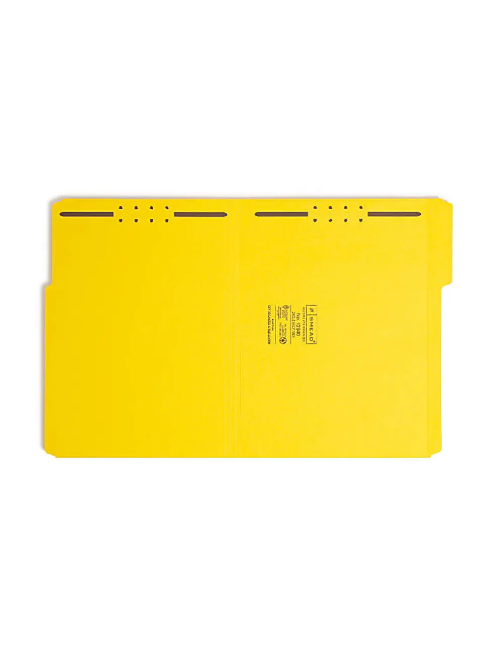 Smead® Color Reinforced Tab Fastener Folders, Letter Size, 1/3 Cut, Yellow, Pack Of 50