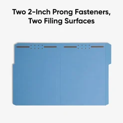 Smead® Color Reinforced Tab Fastener Folders, Letter Size, 1/3 Cut, Blue, Pack Of 50 (12040)