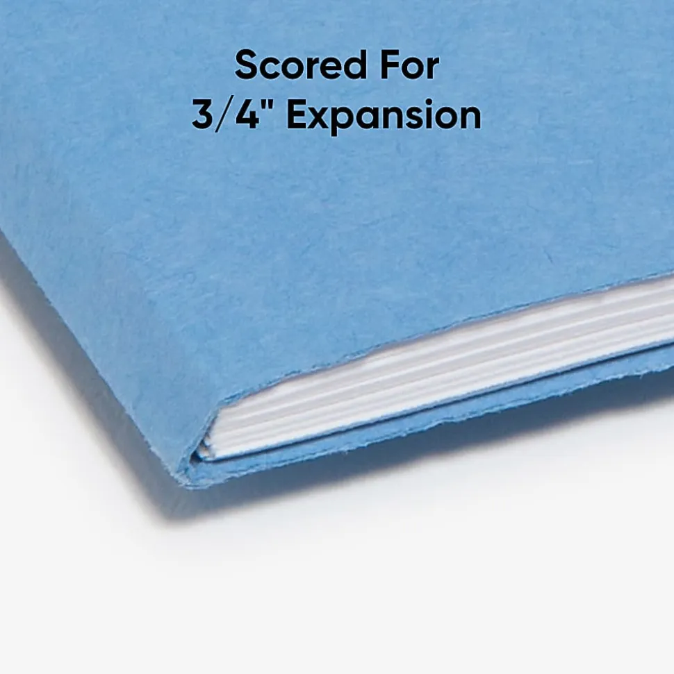Smead® Color Reinforced Tab Fastener Folders, Letter Size, 1/3 Cut, Blue, Pack Of 50 (12040)