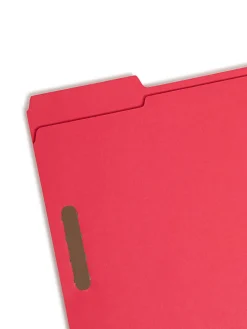 SmeadĀ® Color Reinforced Tab Fastener Folders, Letter Size, 1/3 Cut, Red, Pack Of 50