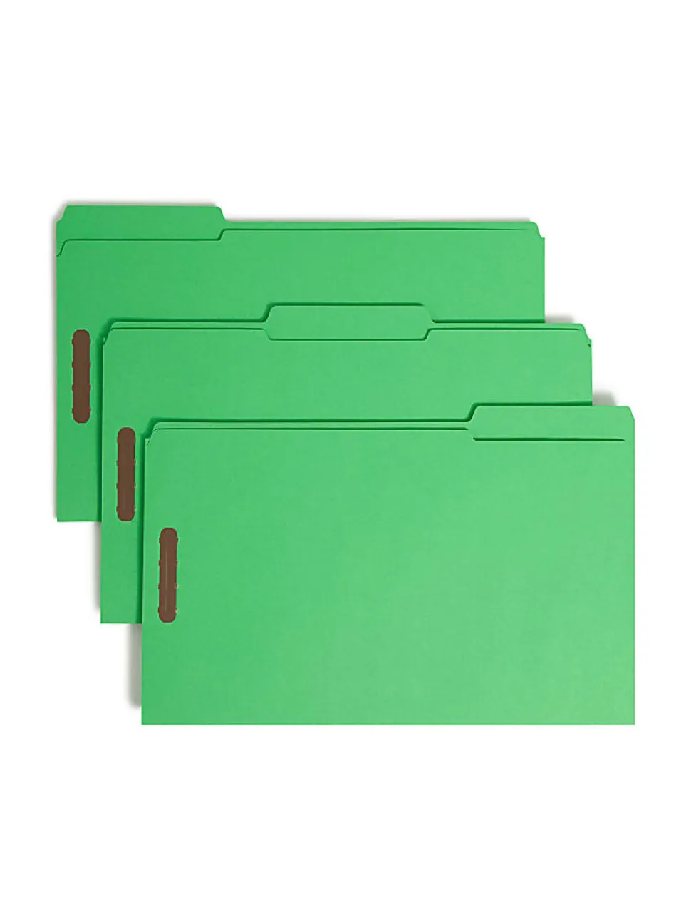 Smead® Color Reinforced Tab Fastener Folders, Legal Size, 1/3 Cut, Green, Pack Of 50