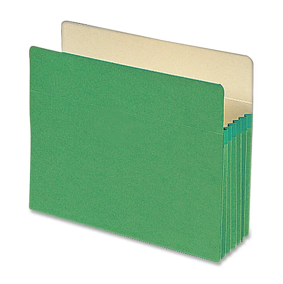 Smead® Color Top-Tab File Pockets, Letter Size, 5 1/4" Expansion, Green