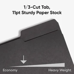 SmeadĀ® 1/3-Cut Interior Folders, Letter Size, Black, Box Of 100
