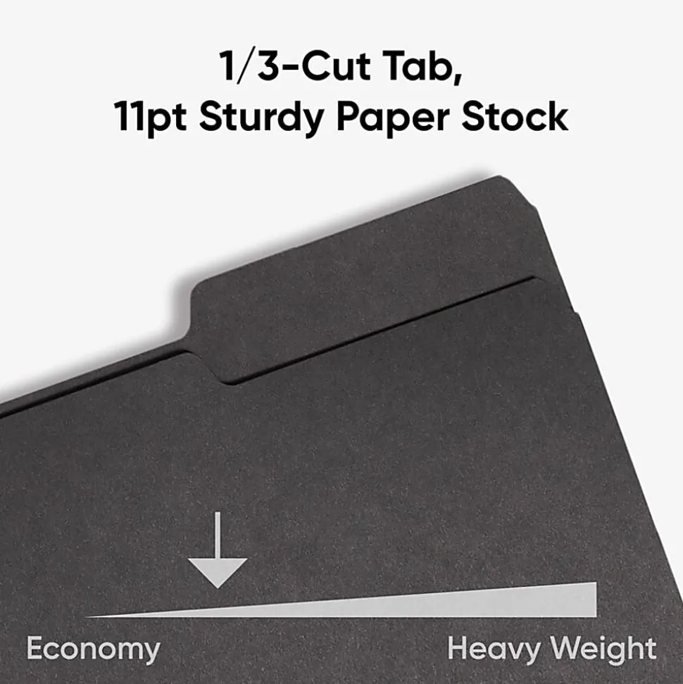 Smead® 1/3-Cut Interior Folders, Letter Size, Black, Box Of 100