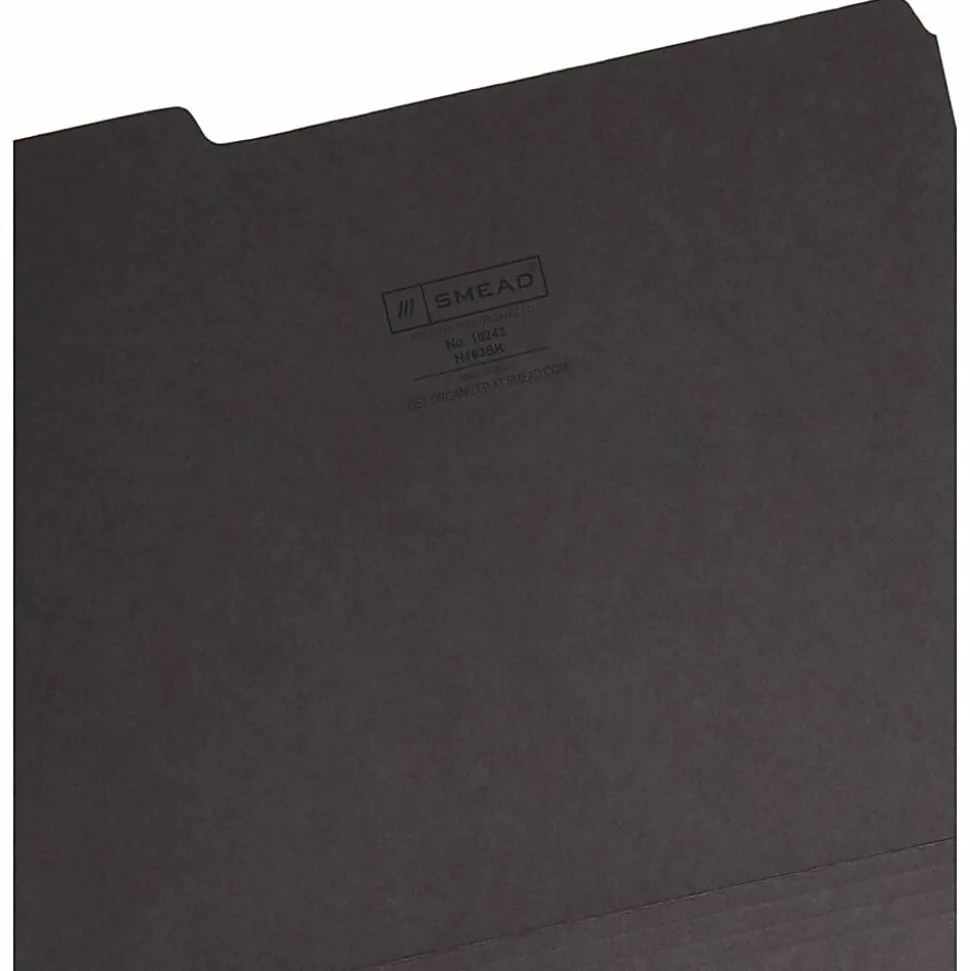 Smead® 1/3-Cut Interior Folders, Letter Size, Black, Box Of 100