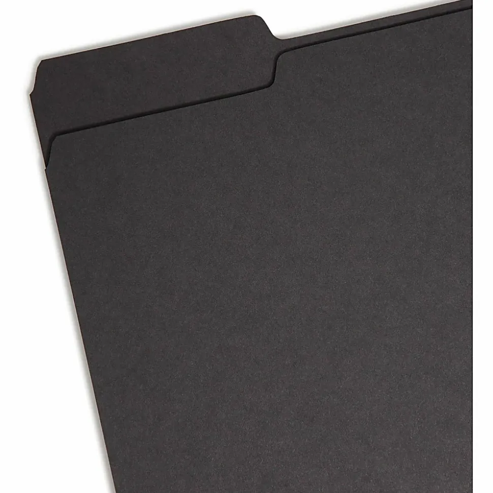 Smead® 1/3-Cut Interior Folders, Letter Size, Black, Box Of 100