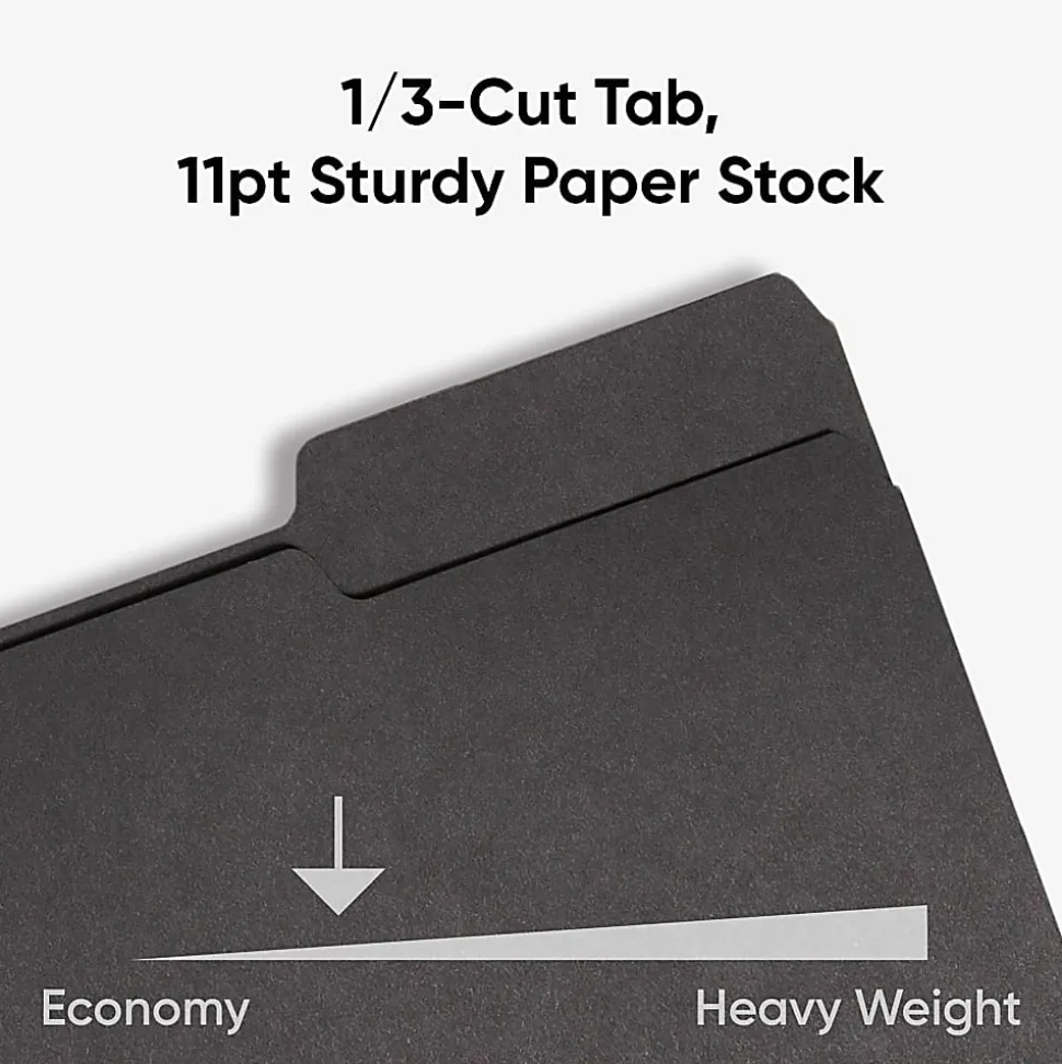 Smead® 1/3-Cut Interior Folders, Letter Size, Black, Box Of 100