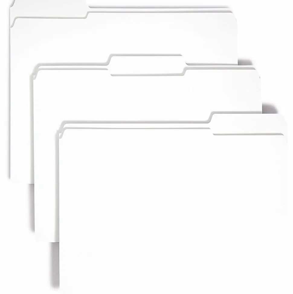 Smead® 1/3-Cut 2-Ply Color File Folders, Letter Size, White, Box Of 100