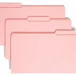 Smead® 1/3-Cut 2-Ply Color File Folders, Legal Size, Pink, Box Of 100