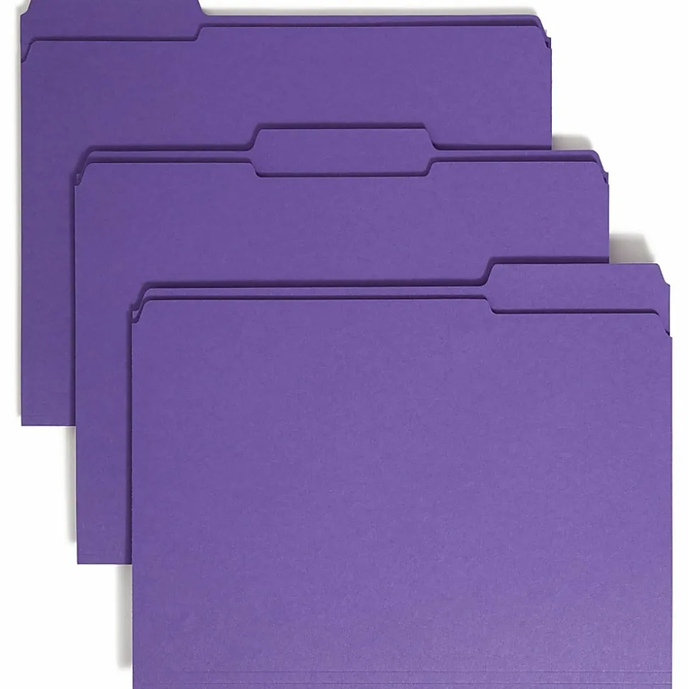 Smead® 1/3-Cut 2-Ply Color File Folders, Letter Size, Purple, Box Of 100