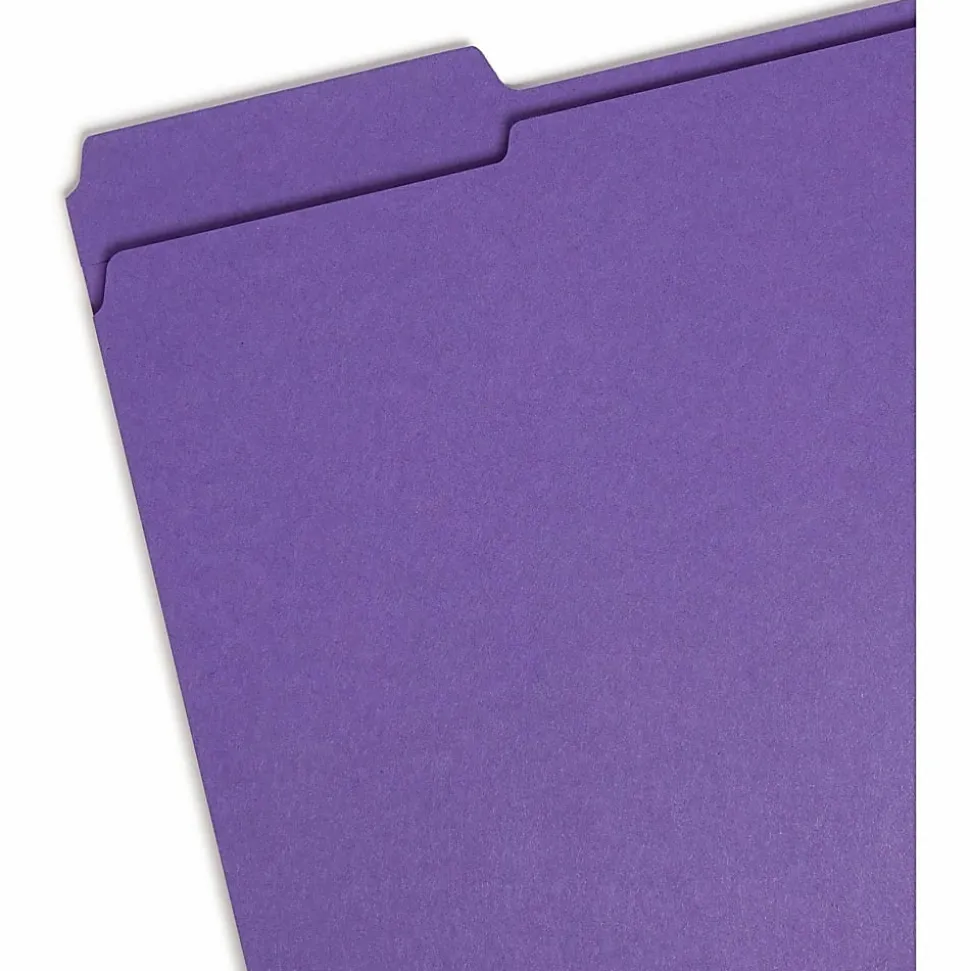 Smead® 1/3-Cut 2-Ply Color File Folders, Letter Size, Purple, Box Of 100