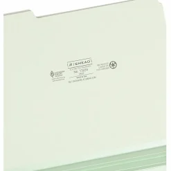 SmeadĀ® 1/3-Cut Pressboard Top-Tab Folders, Letter Size, 100% Recycled, Gray/Green, Box Of 25
