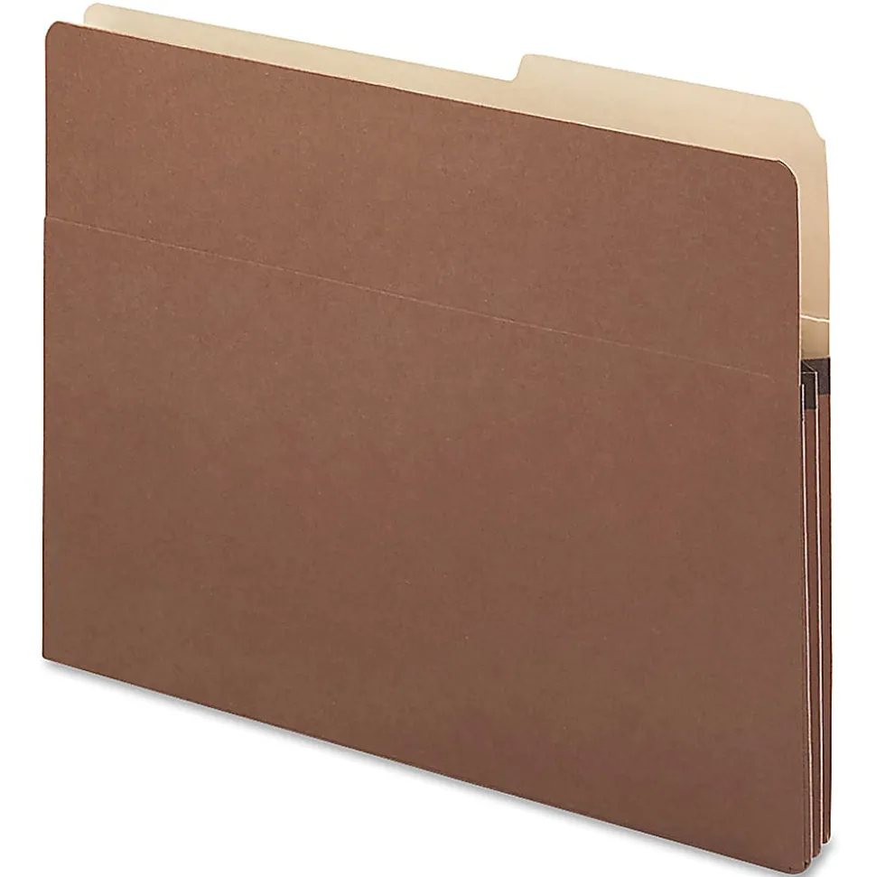 Smead® 2/5-Cut Top-Tab File Pockets, Letter Size, 1 3/4" Expansion, 30% Recycled, Redrope, Box Of 25