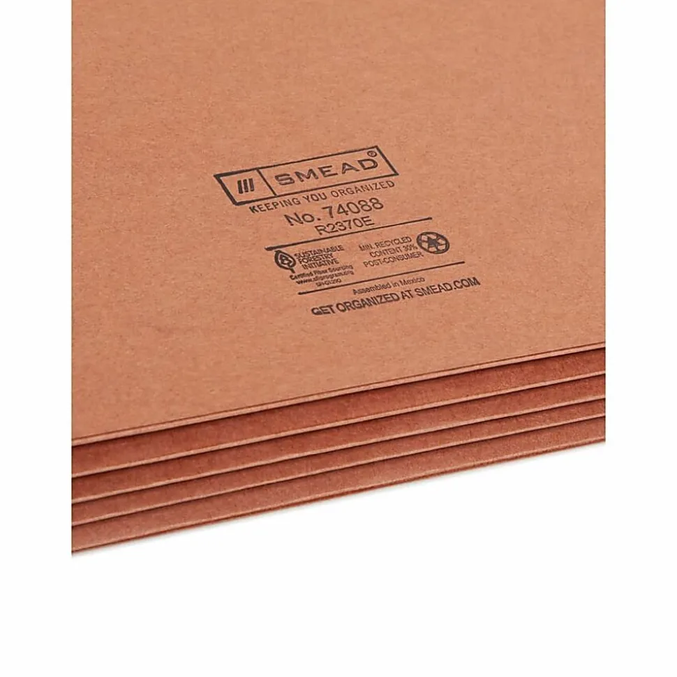 Smead® 2/5-Cut Top-Tab File Pockets, Legal Size, 3 1/2" Expansion, 30% Recycled, Redrope, Box Of 25