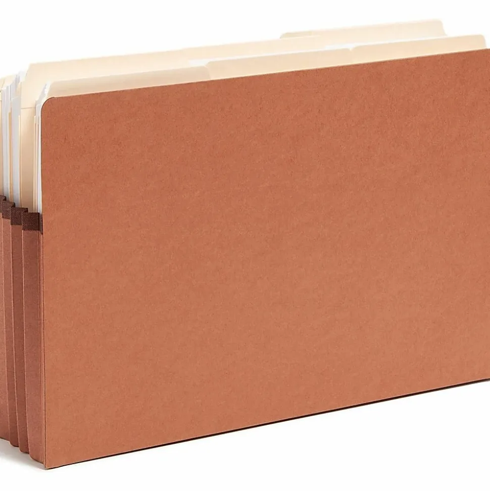 Smead® 2/5-Cut Top-Tab File Pockets, Legal Size, 3 1/2" Expansion, 30% Recycled, Redrope, Box Of 25