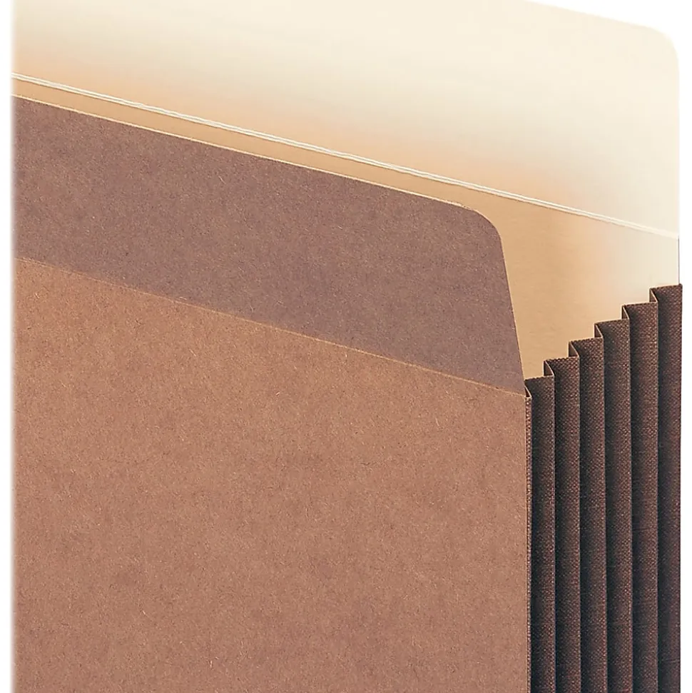 Smead® Easy-Access Top-Tab Tyvek® File Pockets, Legal Size, 5 1/4" Expansion, 30% Recycled, Redrope, Box Of 10