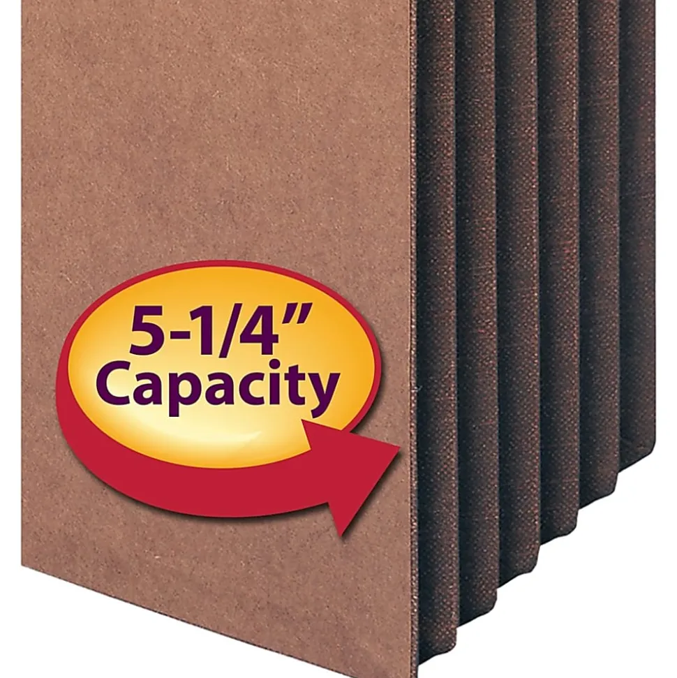 Smead® Easy-Access Top-Tab Tyvek® File Pockets, Legal Size, 5 1/4" Expansion, 30% Recycled, Redrope, Box Of 10