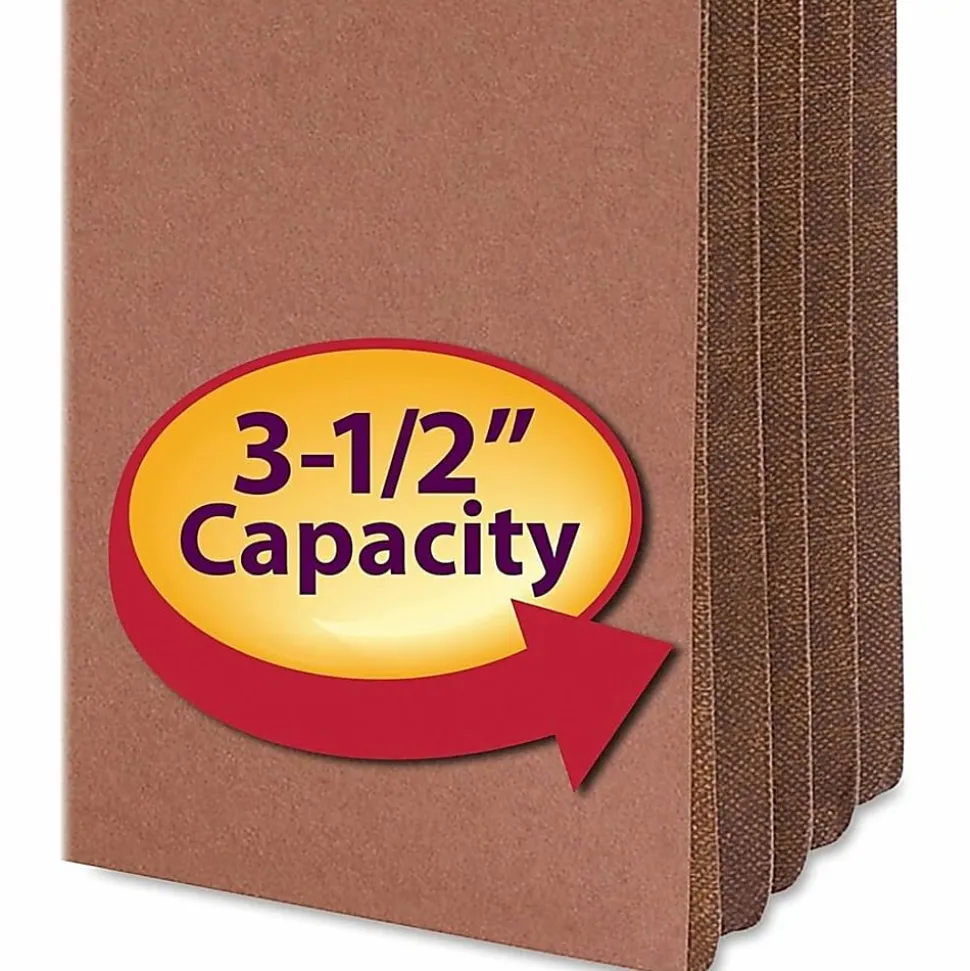 Smead® Easy-Access Top-Tab Tyvek® File Pockets, Legal Size, 3 1/2" Expansion, 30% Recycled, Redrope, Box Of 10