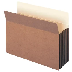SmeadĀ® Easy-Access Top-Tab TyvekĀ® File Pockets, Letter Size, 5 1/4" Expansion, 30% Recycled, Redrope, Box Of 10