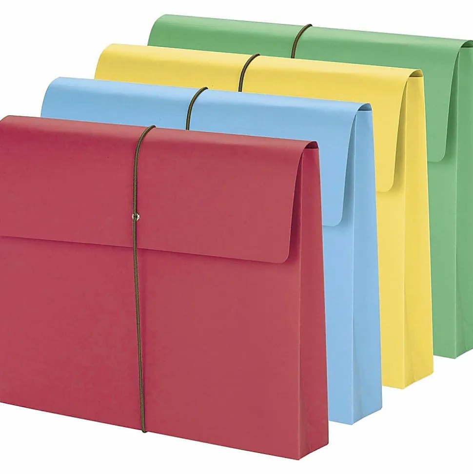 Smead® Elastic Closure Expanding School Wallets, Letter Size, 2" Expansion, Assorted Colors, Pack Of 50