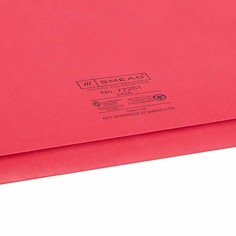 Smead® Elastic Closure Expanding School Wallets, Letter Size, 2" Expansion, Assorted Colors, Pack Of 50