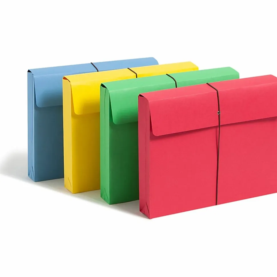 Smead® Elastic Closure Expanding School Wallets, Letter Size, 2" Expansion, Assorted Colors, Pack Of 50