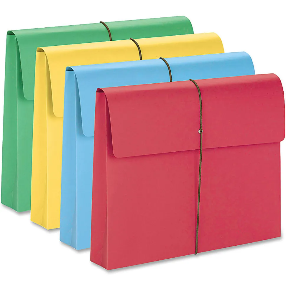 Smead® Elastic Closure Expanding School Wallets, Letter Size, 2" Expansion, Assorted Colors, Pack Of 50