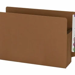 Smead® End-Tab Extra-Wide File Pockets, 3-1/2" Expansion, Extra-Wide Legal Size, 100% Recycled, Redrope, Pack Of 25
