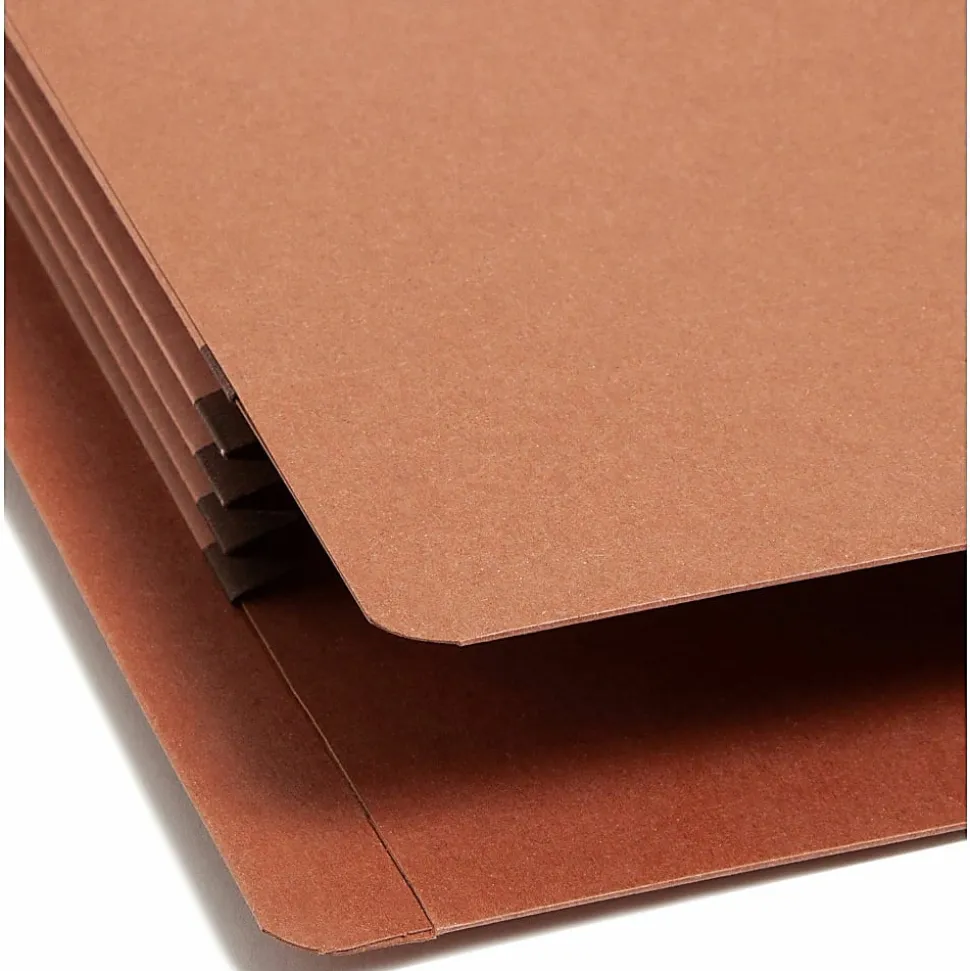 Smead® End-Tab Extra-Wide File Pockets, 3-1/2" Expansion, Extra-Wide Legal Size, 100% Recycled, Redrope, Pack Of 25