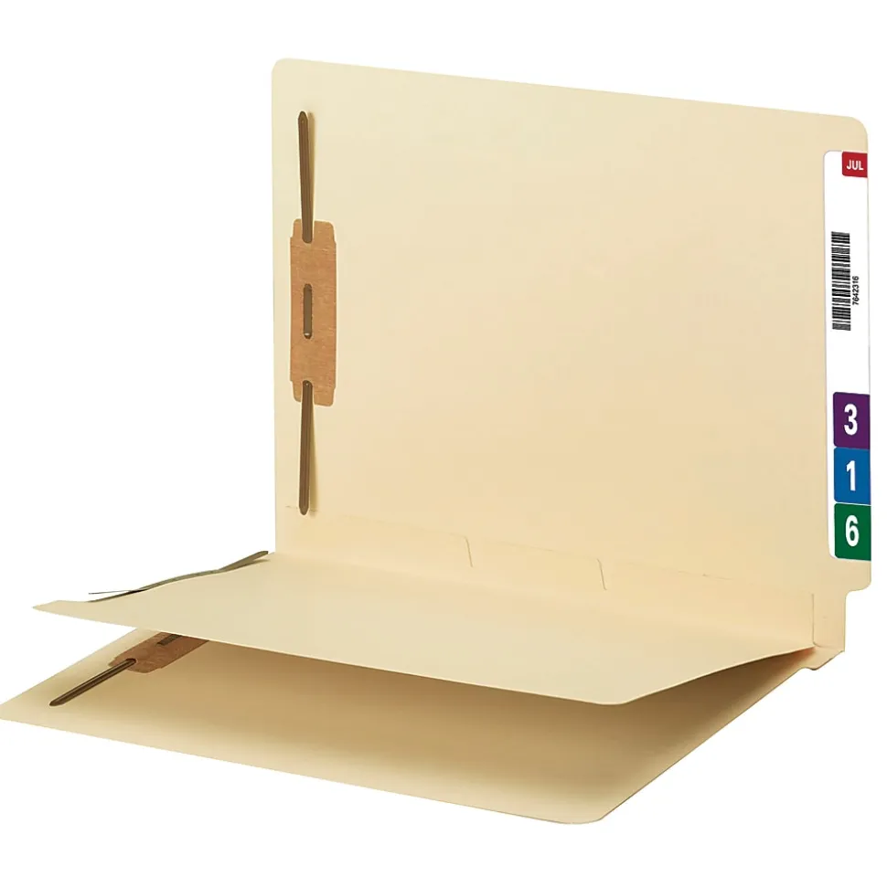 Smead® End-Tab Fastener Folders With Dividers, Letter Size, Manila, Box Of 50 (34220)