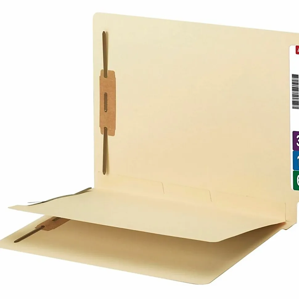 Smead® End-Tab Fastener Folders With Dividers, Letter Size, Manila, Box Of 50 (34220)