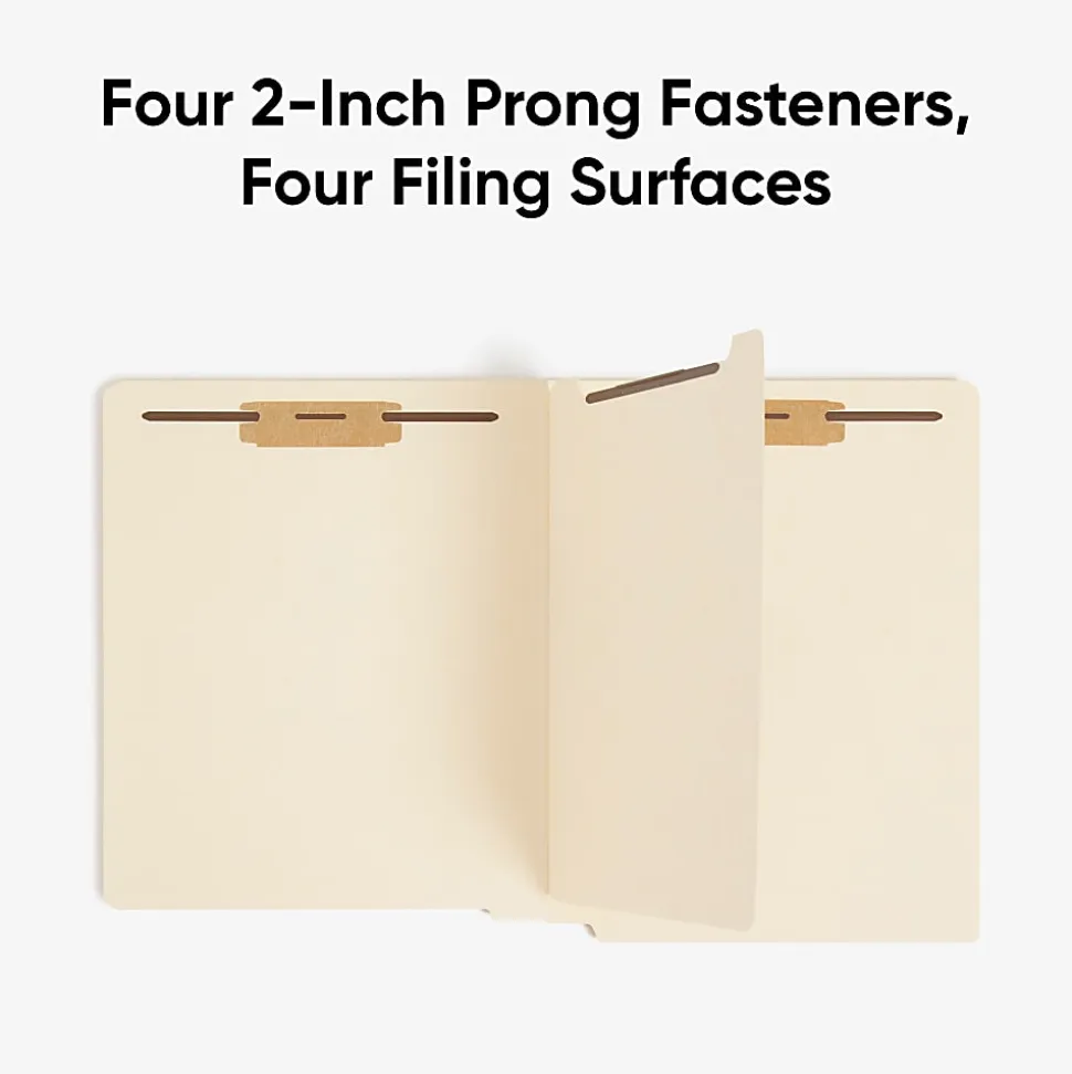 Smead® End-Tab Fastener Folders With Dividers, Letter Size, Manila, Box Of 50 (34220)