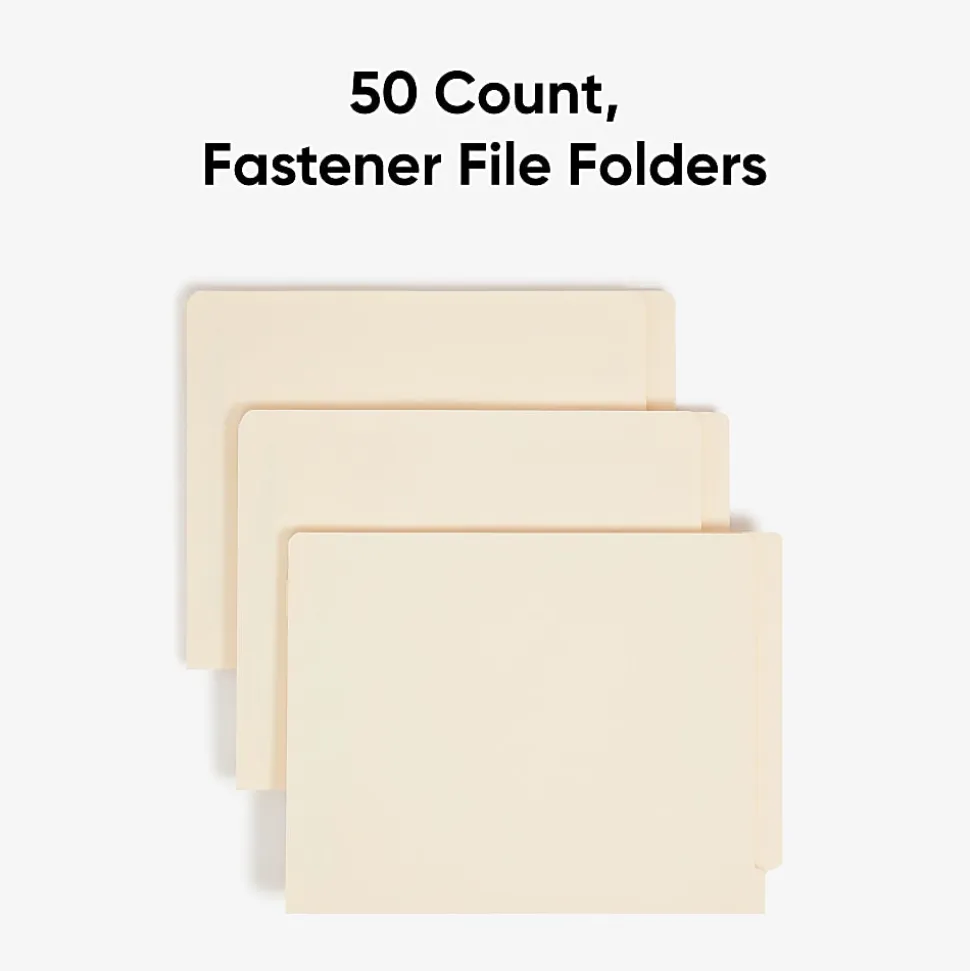 Smead® End-Tab Fastener Folders With Dividers, Letter Size, Manila, Box Of 50 (34220)