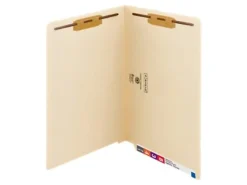 Smead® End-Tab Folders With Fastener, Straight Cut, Legal Size, Manila, Pack Of 50