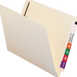 Smead® End-Tab Folders With 2 Fasteners, Straight Cut, Letter Size, Manila, Box Of 50