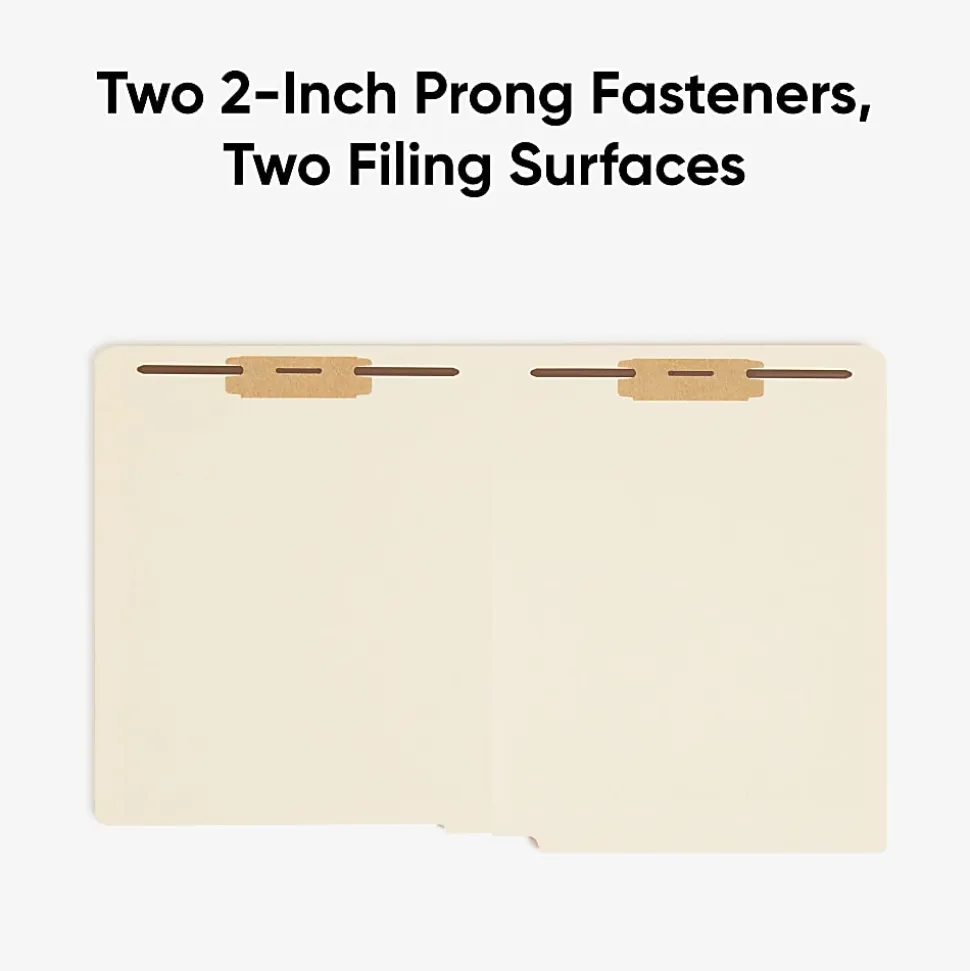 Smead® End-Tab Folders With Fastener, 8 1/2" x 11", Letter, Manila, Box of 50 (34115)