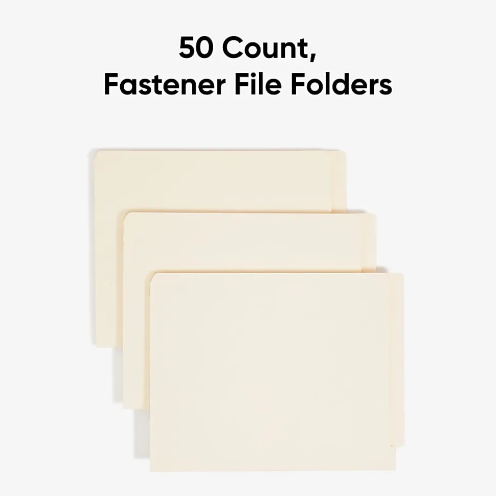 Smead® End-Tab Folders With Fastener, 8 1/2" x 11", Letter, Manila, Box of 50 (34115)