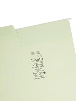 SmeadĀ® Erasable FasTabĀ® Hanging File Folders, Letter Size, Moss, Box Of 20 Folders