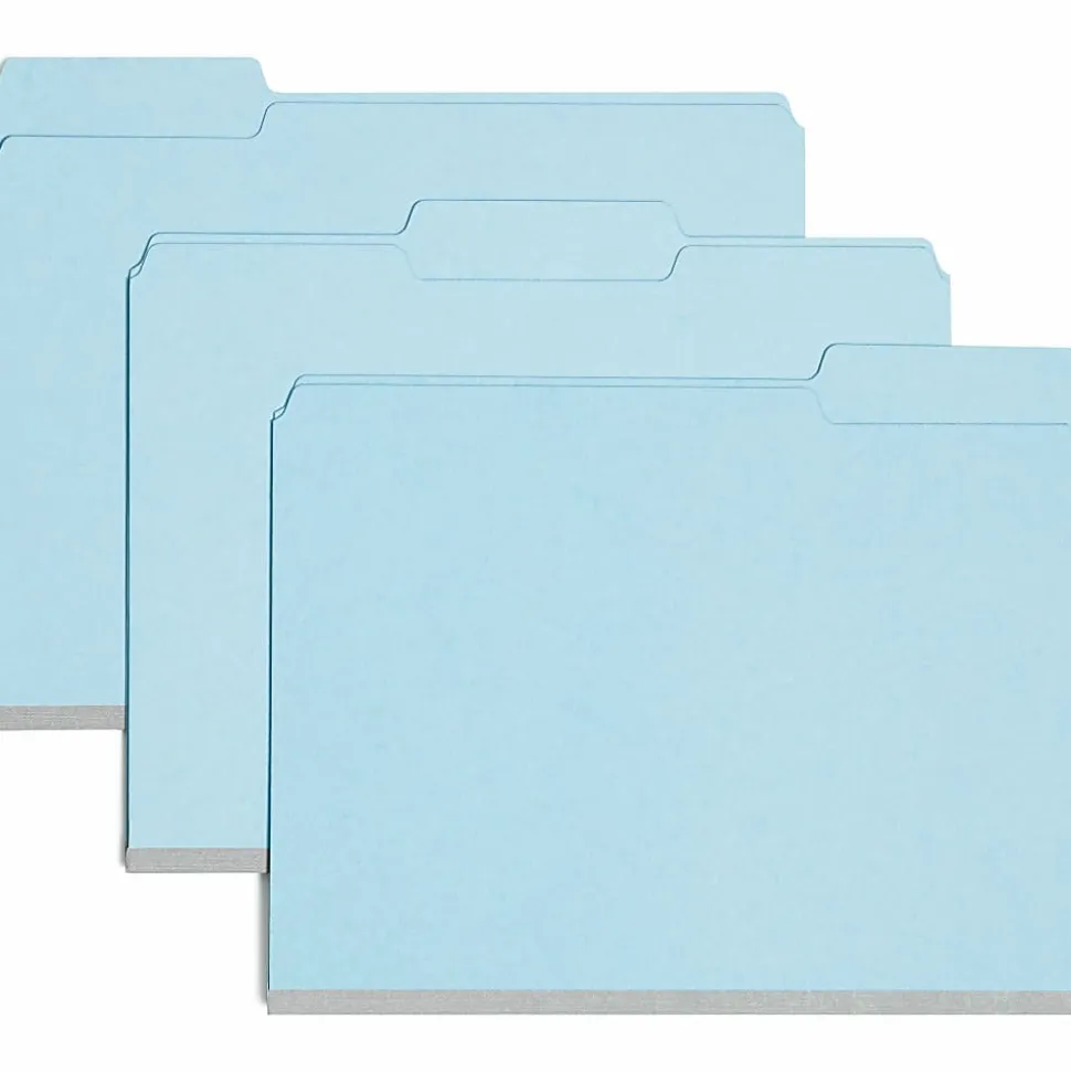 Smead® Expanding File Folders, 1" Expansion, Letter Size, 1/3 Cut, 100% Recycled, Blue, Box Of 25