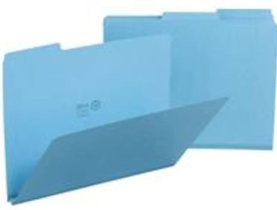 Smead® Expanding File Folders, 1" Expansion, Letter Size, 1/3 Cut, 100% Recycled, Blue, Box Of 25