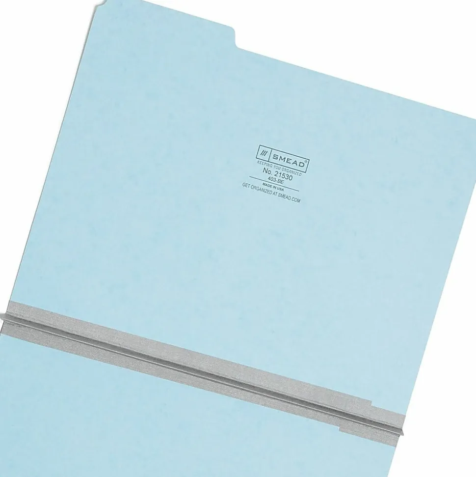 Smead® Expanding File Folders, 1" Expansion, Letter Size, 1/3 Cut, 100% Recycled, Blue, Box Of 25