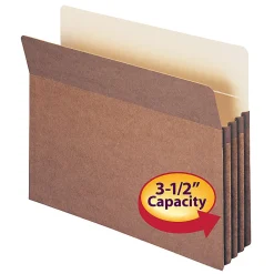 Smead® Expanding File Pockets, 3 1/2" Expansion, 9 1/2" x 11 3/4", 30% Recycled, Redrope