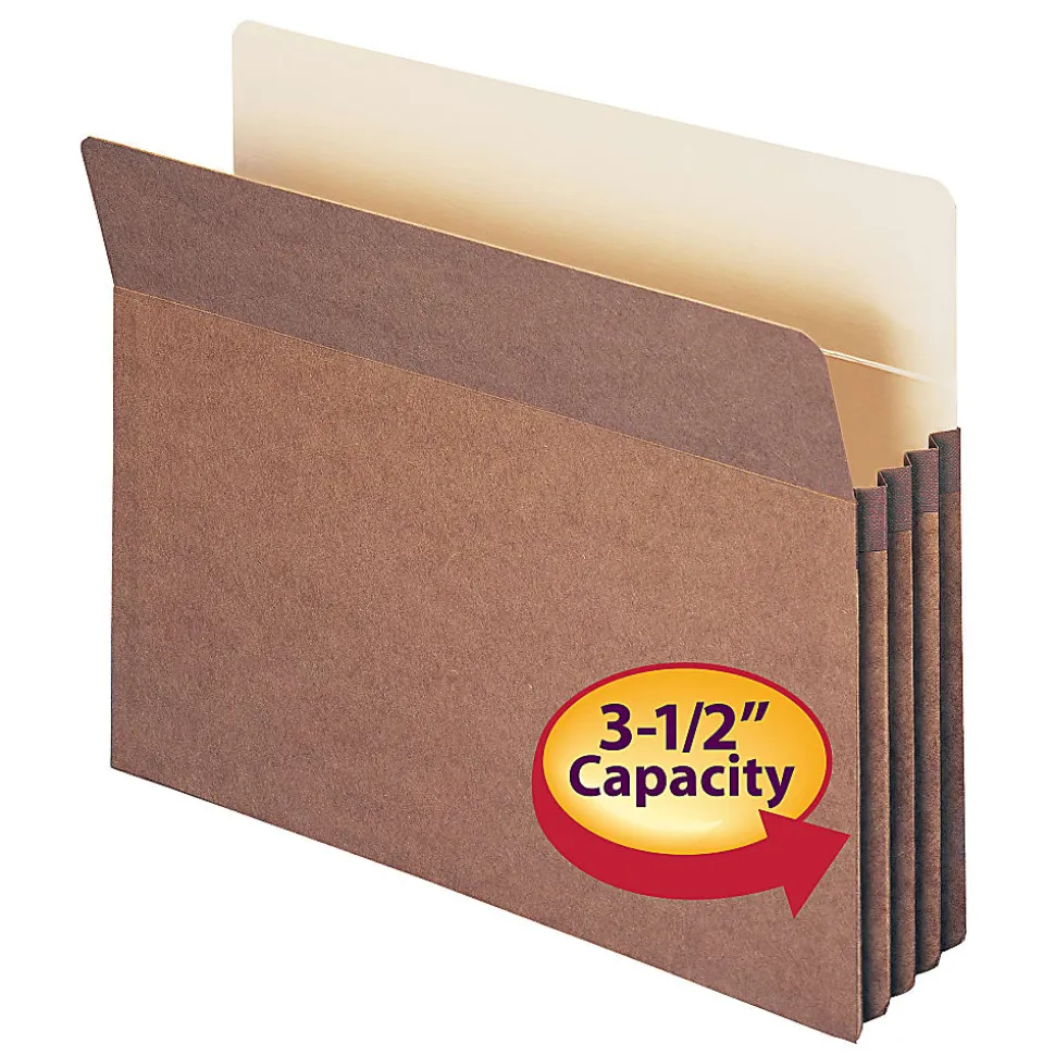 Smead® Expanding File Pockets, 3 1/2" Expansion, 9 1/2" x 11 3/4", 30% Recycled, Redrope