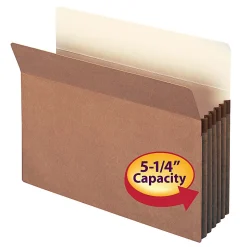 Smead® Expanding File Pockets, 5 1/4" Expansion, 9 1/2" x 11 3/4", 30% Recycled, Redrope