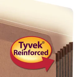 Smead® Expanding File Pocket With Tear Resistant Gusset, Legal Size, 5 1/4" Expansion, 100% Recycled, Redrope, Box Of 10