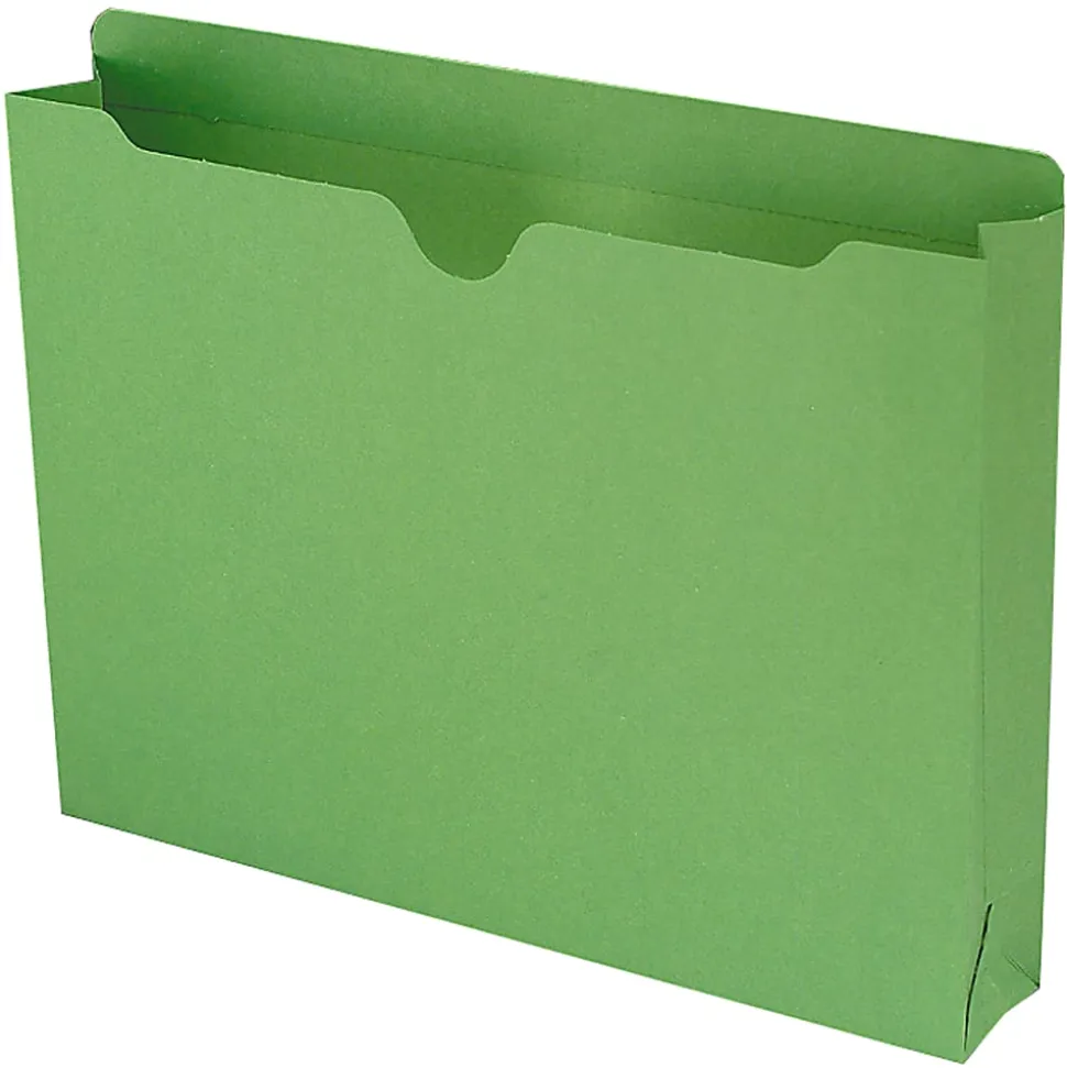 Smead® Expanding Reinforced Top-Tab File Jackets, 2" Expansion, Letter Size, Green, Box Of 50