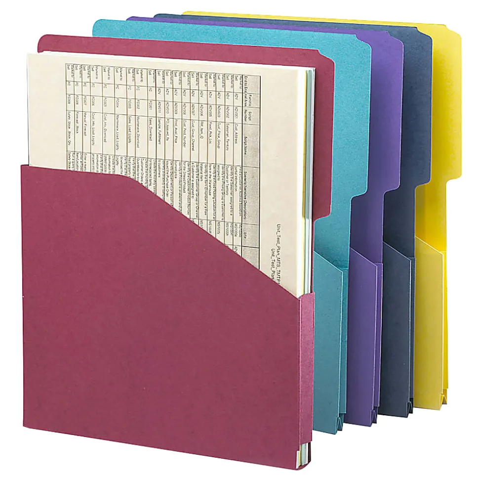 Smead® Expanding Slash Jackets, 1" Expansion, Letter Size, Assorted Colors, Pack Of 5