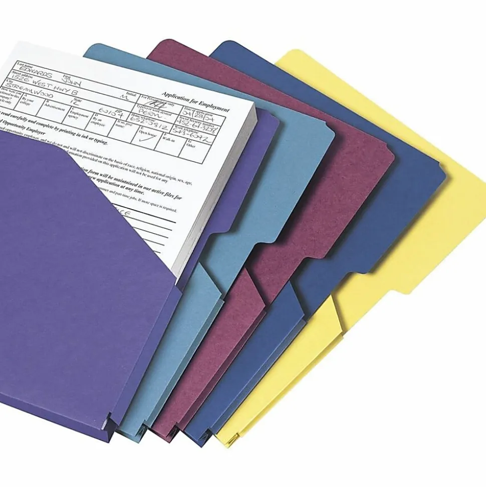 Smead® Expanding Slash Jackets, 1" Expansion, Letter Size, Assorted Colors, Pack Of 5